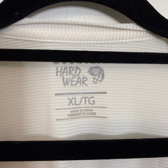 Mountain Hardwear WickQ White Striped Short Sleeve T-Shirt XL - Picture 3 of 10